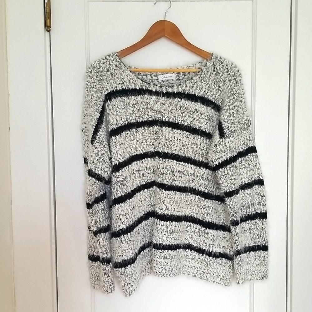 Women's Calvin Klein Sweater Black & Off White Size L